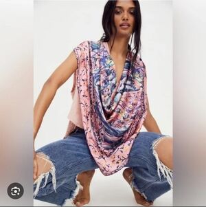FREE People Floral Pink Women's Top Oversize Fit Up To Medium
